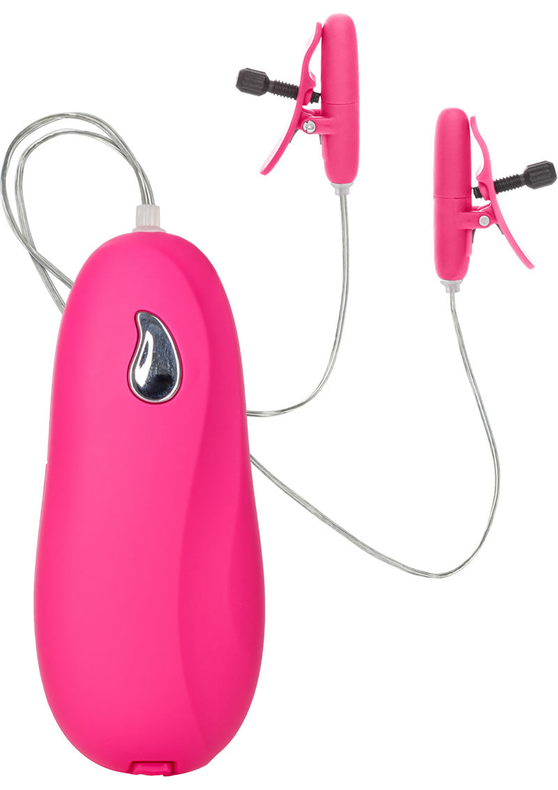 Nipple Play Vibrating Warming Nipple Teasers with Wired Remote Control - Pink