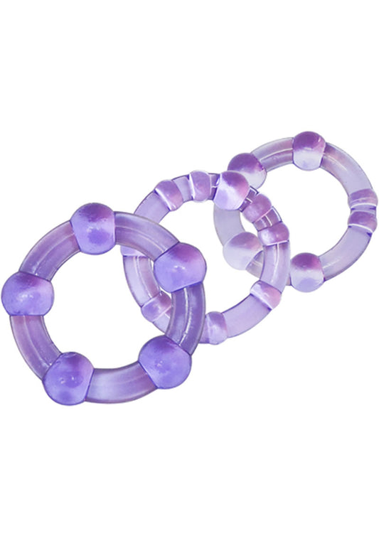 Stay Hard Beaded Cock Rings (3 Sizes) - Purple