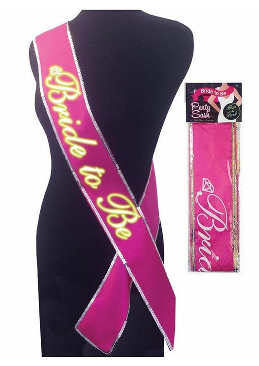 Bride-To-Be's Glow In The Dark Party Sash - Hot Pink