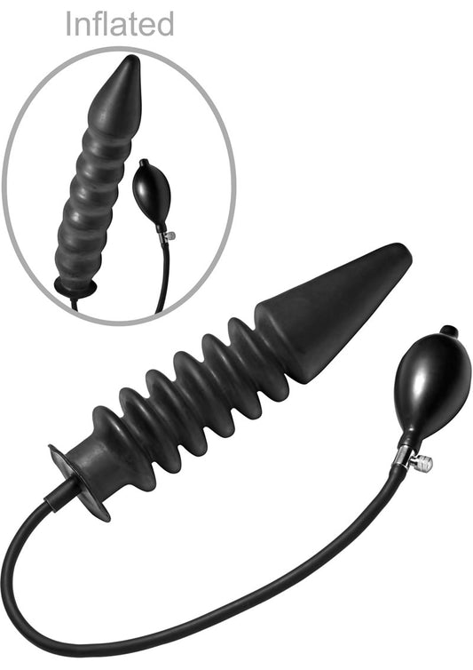 Master Series Accordion Inflatable XL Anal Plug Black 14.5 Inch