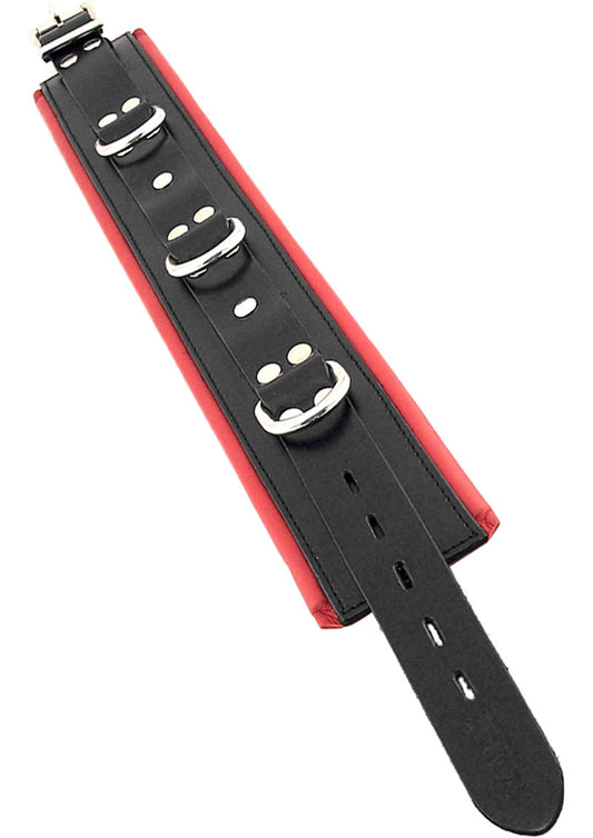 Rouge 3 D-Ring Padded Leather Adjustable Collar - Black/Red