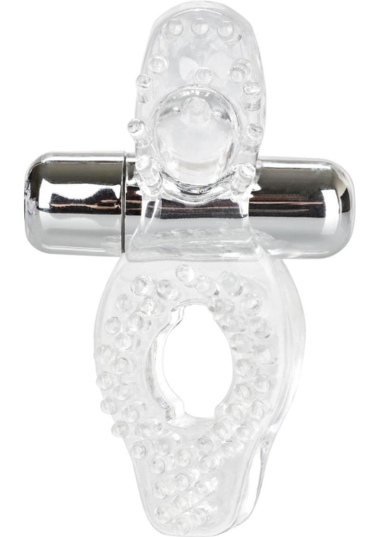 Passion Enhancer Vibrating Cock Ring Cock Ring with Clitoral Stimulation - Clear