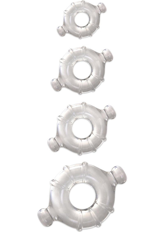 Renegade Vitality Cock Ring Kit (4 Per Set) - Clear