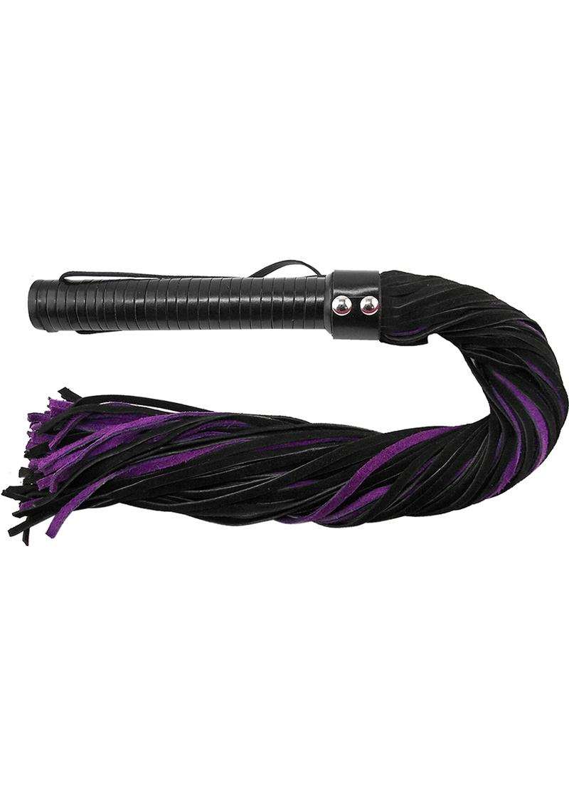 Rouge Suede Flogger with Leather Handle - Black and Purple