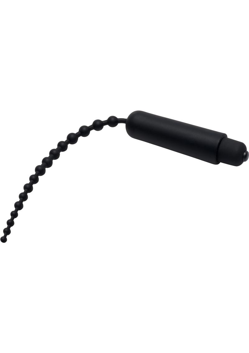 Master Series Dark Rod Vibrating Beaded Silicone Sound - Black