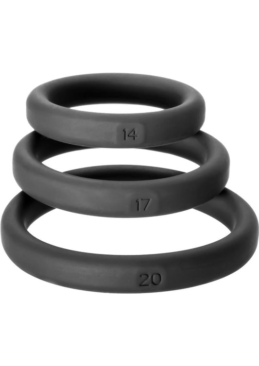 Perfect Fit Xact-Fit Silicone Ring Kit Assorted Size - Black (3 pack)