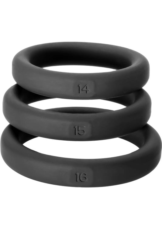 Perfect Fit Xact-Fit Silicone Ring Kit - Small/Medium - Black (3 pack)