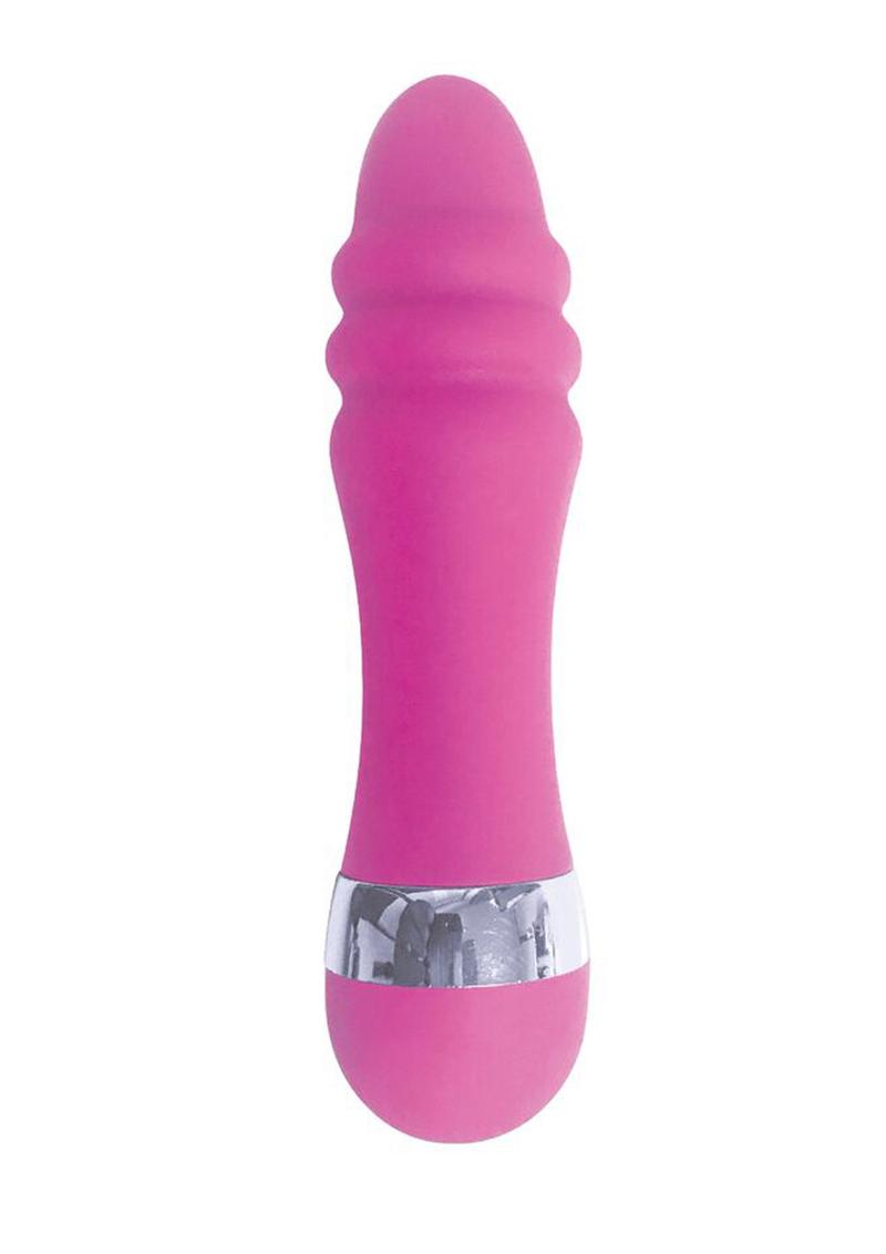 The 9's - Pinkies, Ridgy Silicone Mini Vibrator 4.5in - Pink