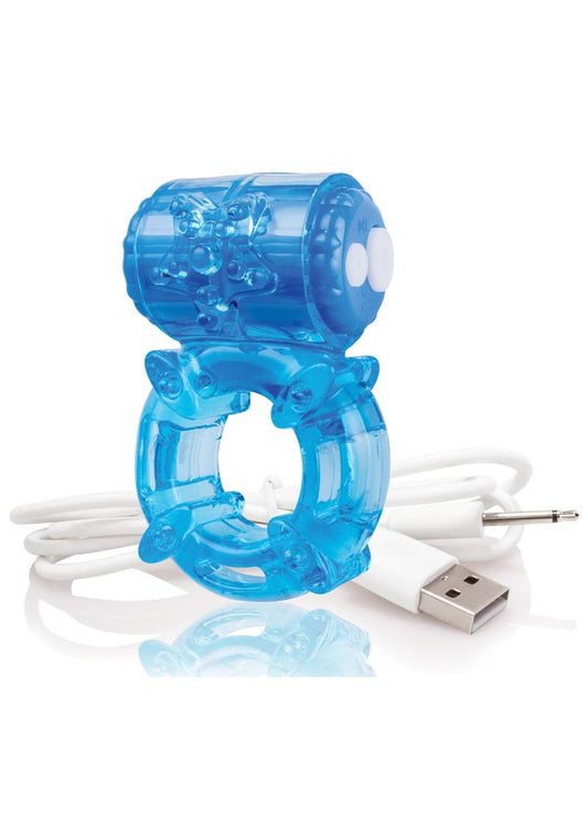 Charged BigO Rechargeable Vibrating Cock Ring - Blue