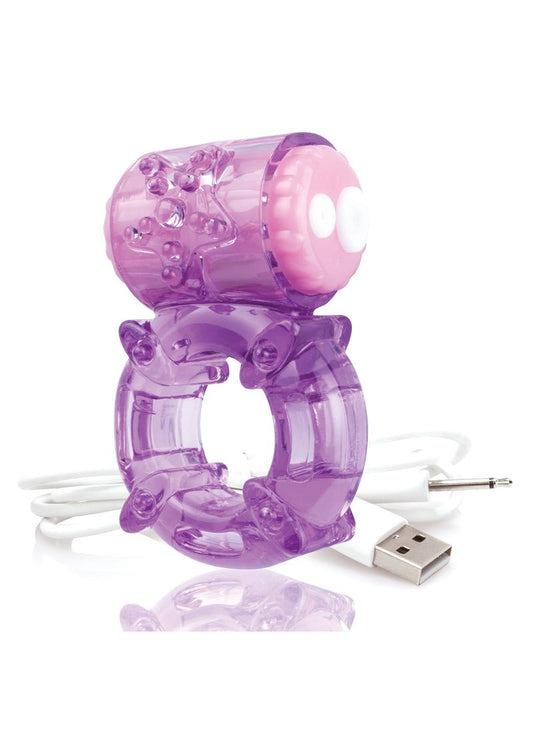 Charged BigO Rechargeable Vibrating Cock Ring - Purple