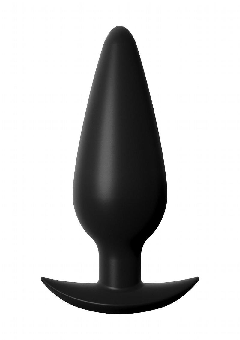 Anal Fantasy Elite Collection Small Weighted Silicone Plug  4.1in 4.4oz -Black