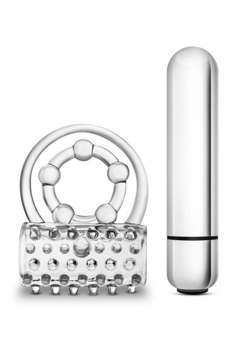 Stay Hard Vibrating Super Clitifier Cock Ring With Bullet - Clear