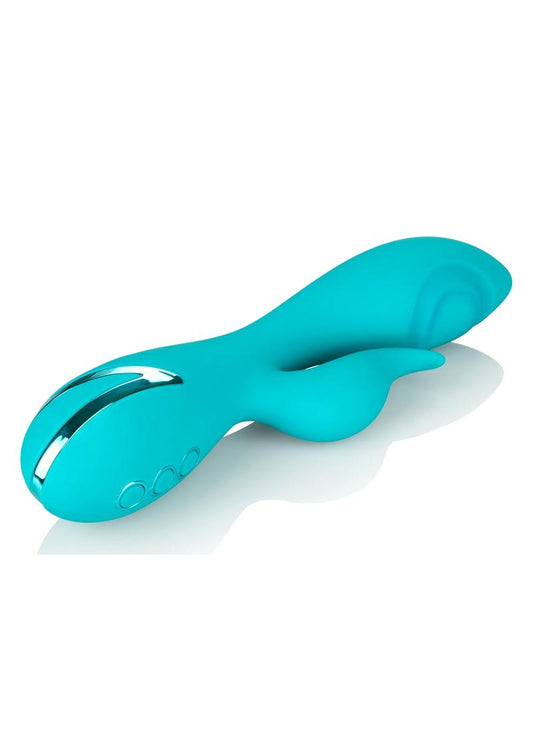 California Dreaming Santa Monica Starlet Rechargeable Silicone Thumping Rabbit Vibrator - Blue