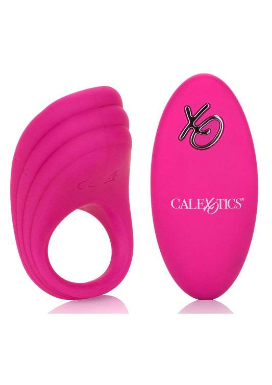 Silicone Rechargeable Silicone Pleasure Ring with Remote Control - Pink