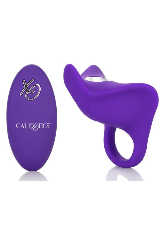 Silicone Rechargeable Orgasm Ring with Remote Control - Purple