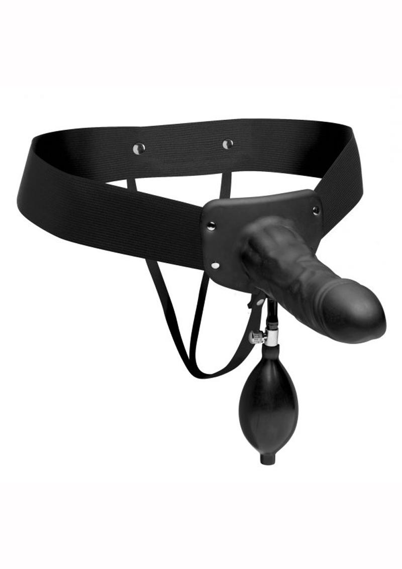 Master Series Pumper Inflatable Hollow Strap-On - Black