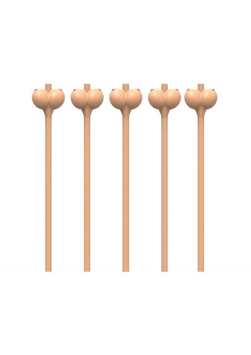 Boobylicious Boobie Party Straws Tan 6 Per Pack