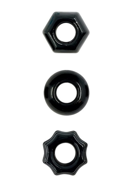 Renegade Chubbies Super Stretchable Cock Rings (Set of 3) - Black