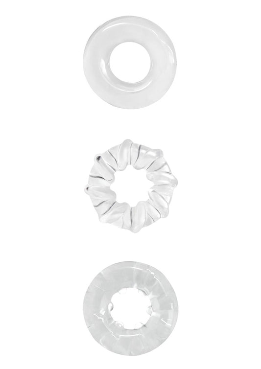 Renegade Dyno Rings Super Stretchable Cock Rings (Set of 3) - Clear