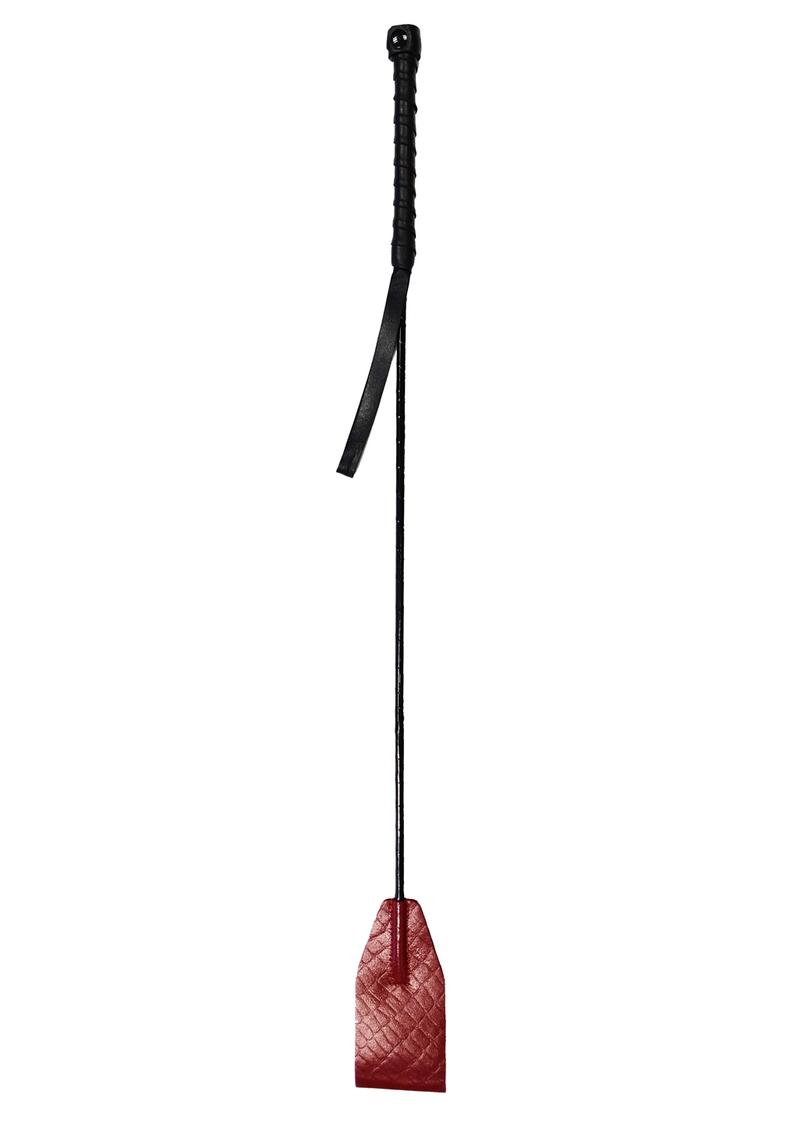 Rouge Fifty Times Hotter Anaconda Leather Riding Crop - Burgundy and Black