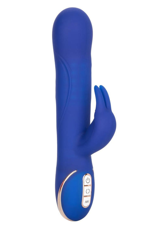 Jack Rabbit Signature Silicone Rotating Beaded Rabbit Vibrator Multi Function USB Rechargeable - Blue