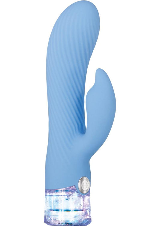 Glitteriffic Rechargeable Silicone Light-Up Rabbit Vibrator - Aqua