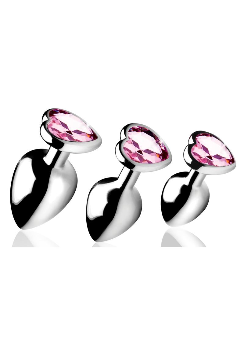 Booty Sparks Heart Gem Anal Plug Set - Pink