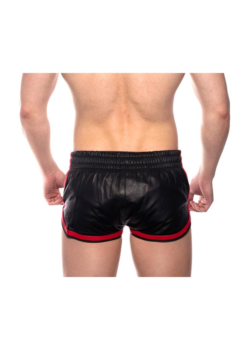 Prowler RED Leather Sport Shorts - Small - Black/Red