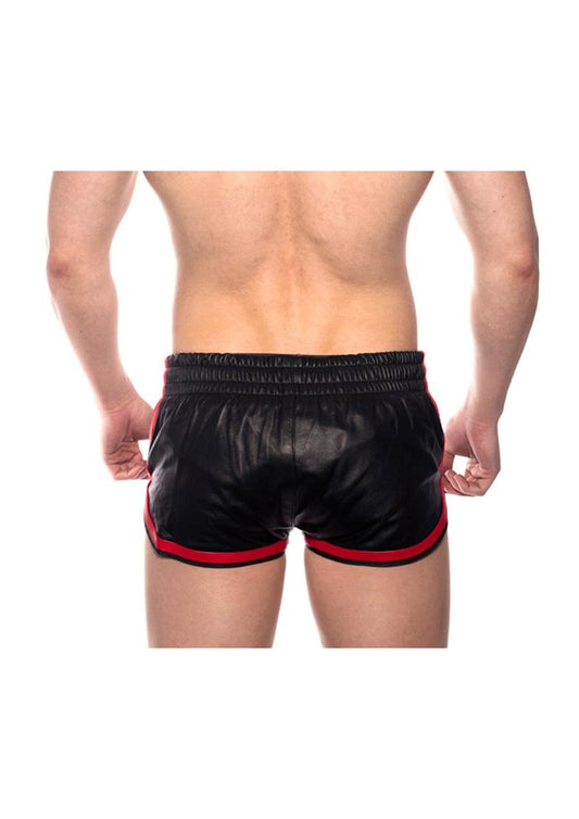 Prowler RED Leather Sport Shorts - Small - Black/Red