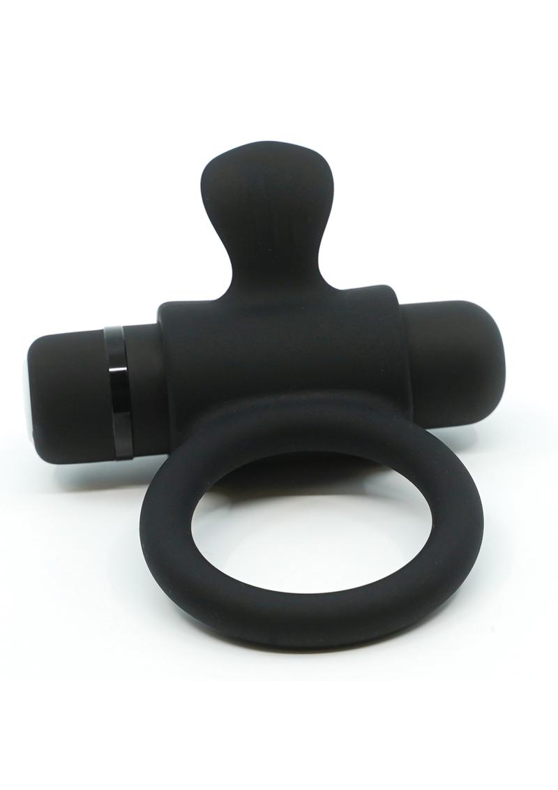 Nu Sensuelle Silicone Bullet Ring Rechargeable Vibrating Cock Ring - Black