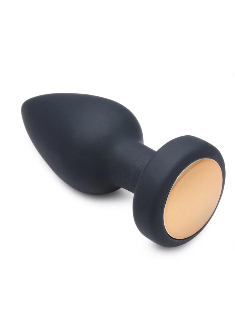 Booty Sparks Silicone Vibrating LED Plug - Medium - Black