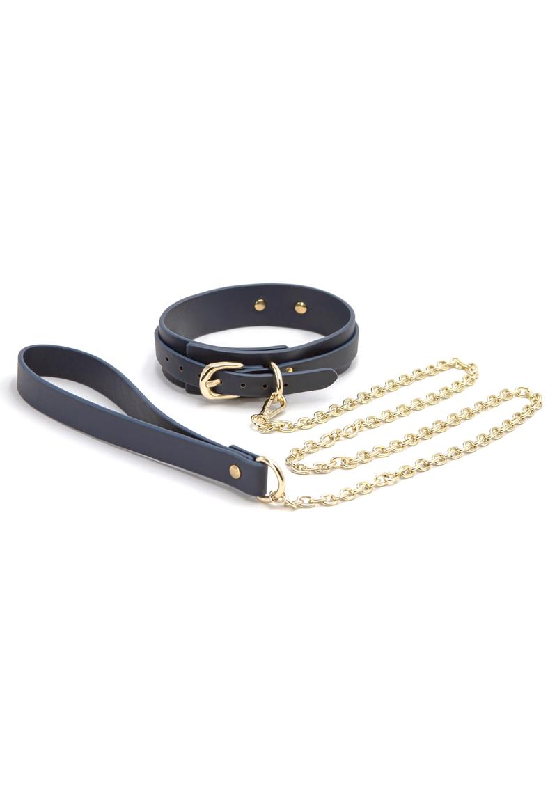 Bondage Couture Collar and Leash - Blue