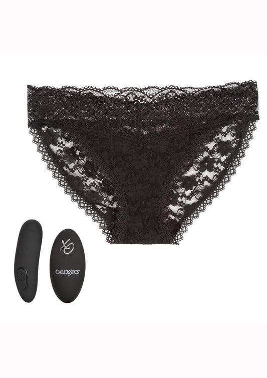 CalExotics Silicone Rechargeable Lace Panty Vibe with Remote Control (3 pieces) - S/M - Black