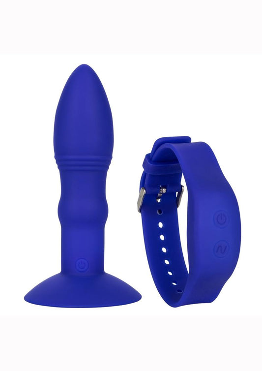 Eclipse Silicone Rechargeable Rimming Probe with Wristband Remote Control - Blue