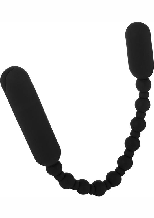 PowerBullet Rechargeable Silicone Booty Beads 10in - Black