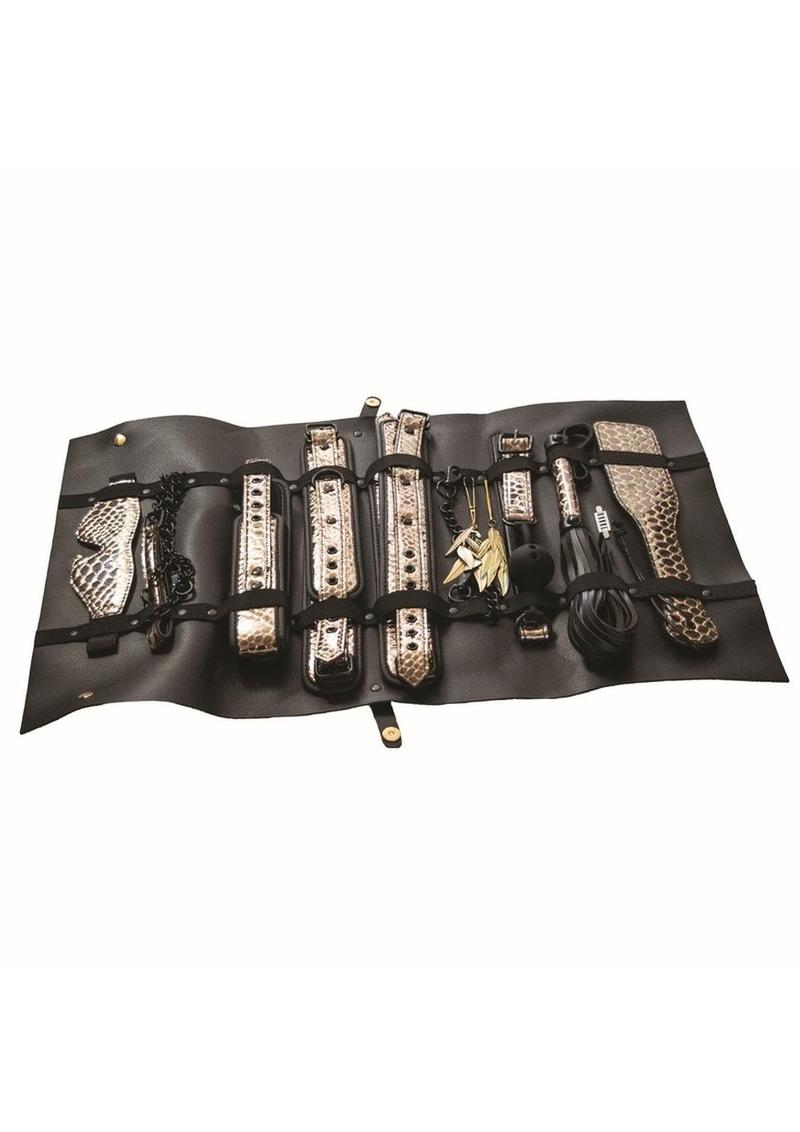 The Traveler Restraint and Bondage Play Kit (Set of 10) - Gold/Black