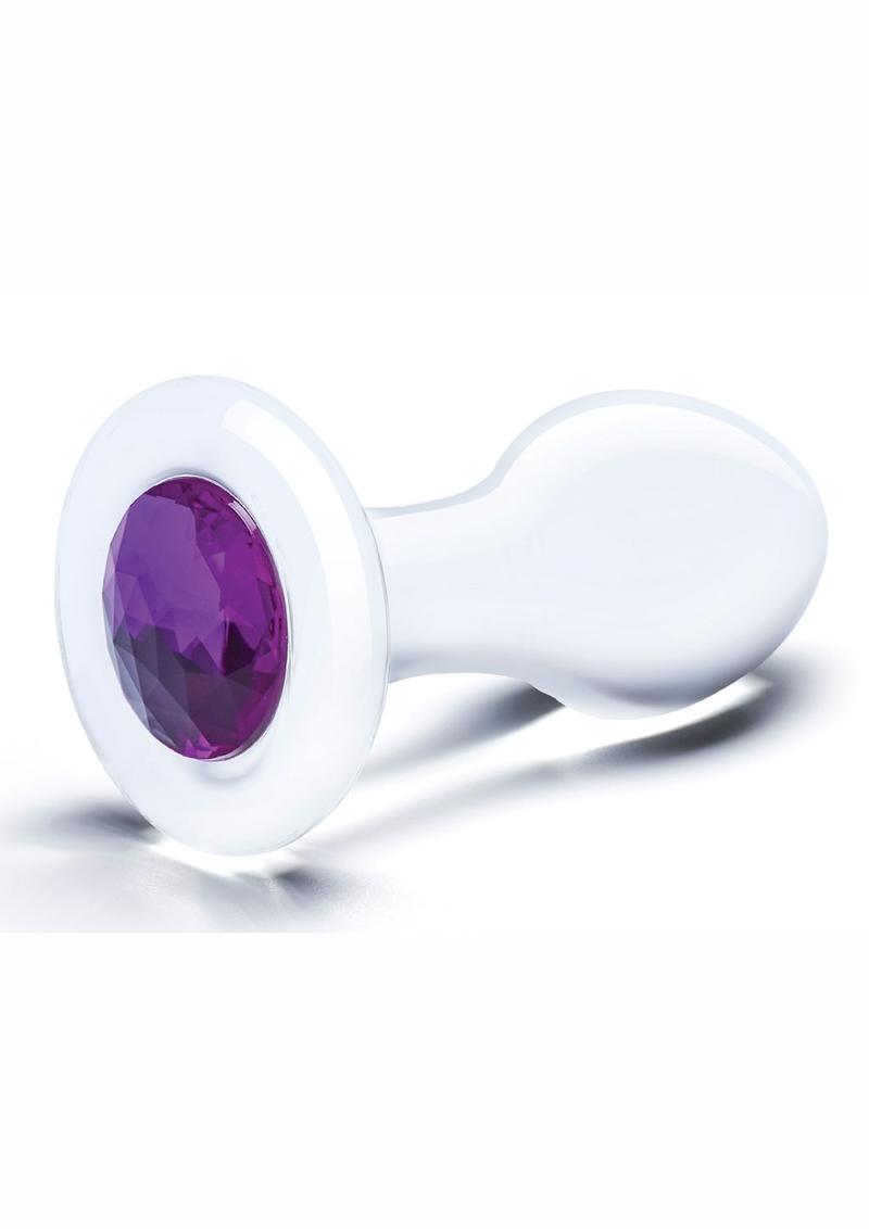 Glas Jewel Anal Plug - Clear/Purple