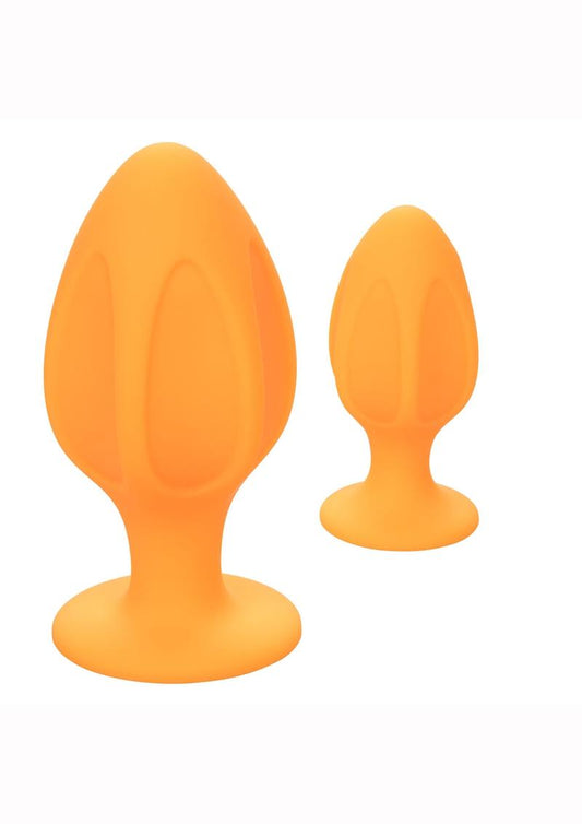 Cheeky Silicone Textured Anal Plugs Large/Small (Set of 2) - Orange