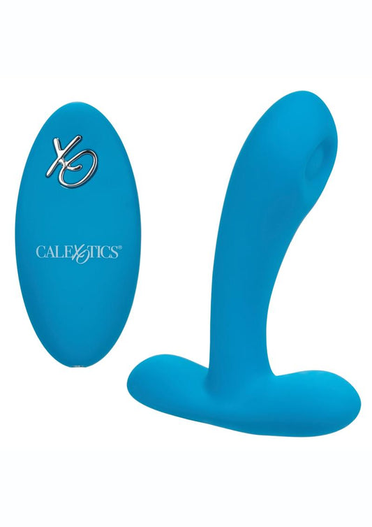 Silicone Pulsing Pleaser Rechargeable Vibrator with Remote Control - Blue