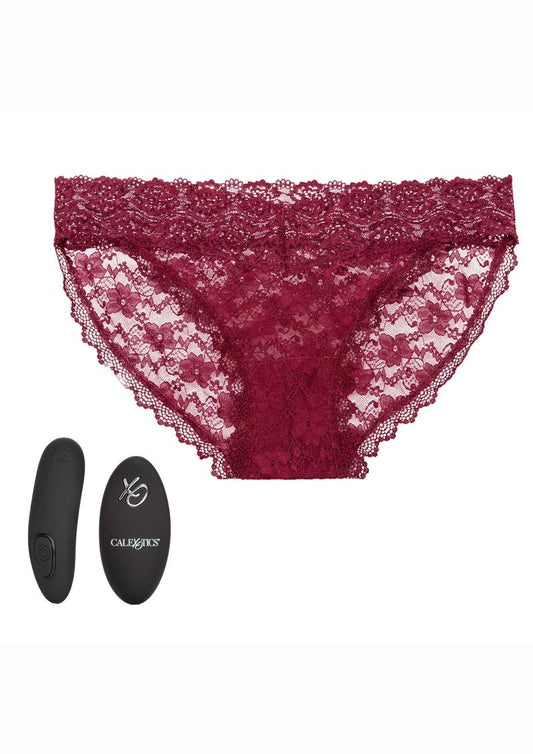 Rechargeable Lace Panty Vibe Set with Remote Control - Small/Medium - Red