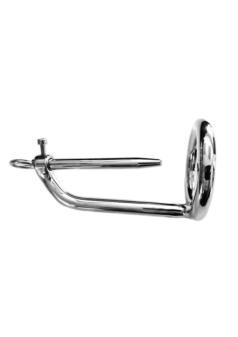 Rouge Chastity Cock Ring and Urethral Probe - Stainless Steel