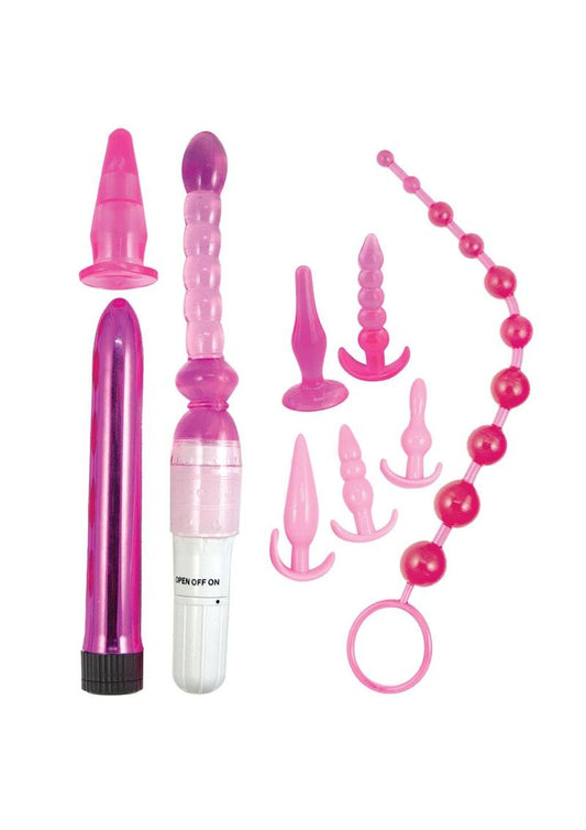 Pink Elite Collection Vibrating Supreme Anal Play Kit - Pink