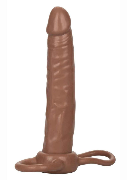 Accommodator Dual Penetrator Dildo Cock Ring - Chocolate