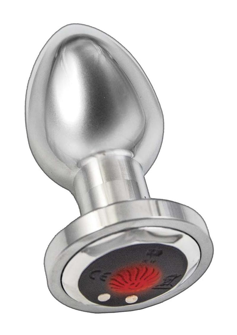 Ass-Sation Rechargeable Vibrating Metal Anal Plug with Remote Control - Silver