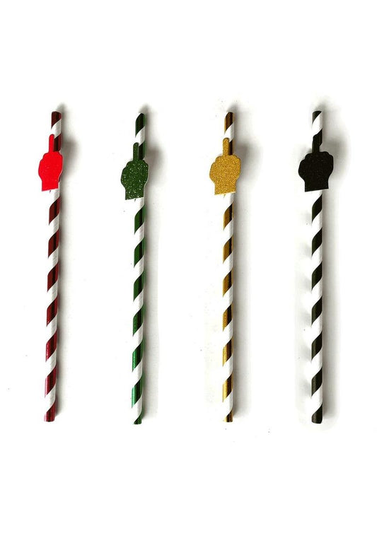 Happy F'n Birthday Tall Party Straws (8 per Pack) - Assorted Colors