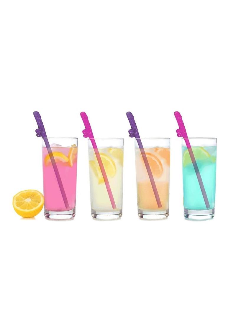 Super Fun Penis Party Straws (8 per Pack) - Pink/Purple