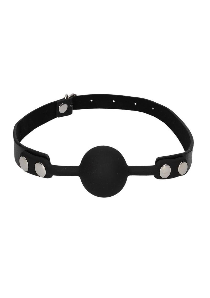 Ouch! Silicone Ball Gag with Adjustable Bonded Leather Straps - Black