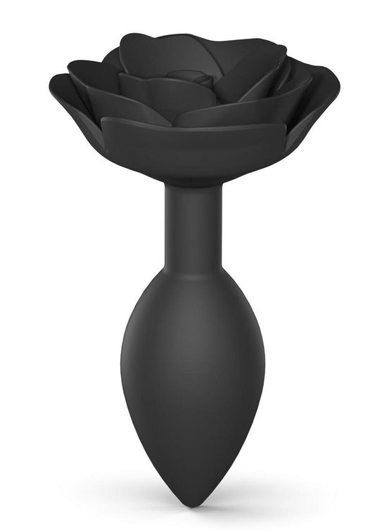 Open Roses Silicone Anal Plug - Large - Black Onyx