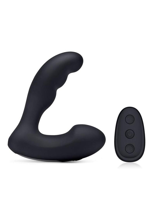 Blue Line Prober Silicone Rechargeable Dual Vibrating Prostate Stimulator with Remote Control - Black