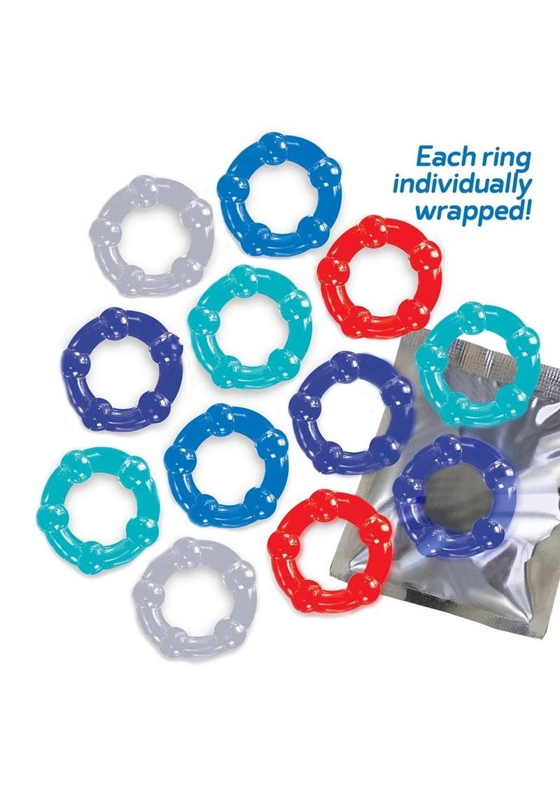 The 9's - Baller's Dozen Beaded Cockrings (12 per Pack) - Assorted Colors